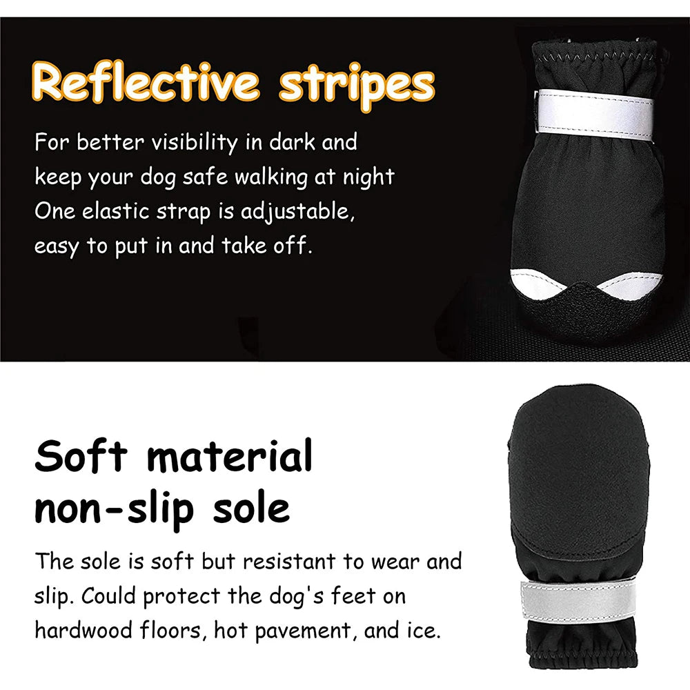 Waterproof Reflective Dog Boots with PVC Soles – Durable Outdoor Shoes for Small, Medium, & Large Dogs