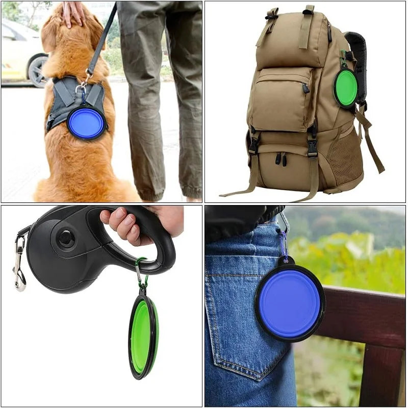 Folding Portable Silicone Dog Feeder & Water Bowl 