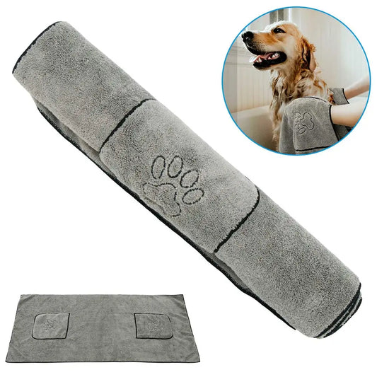Microfiber Dog Towel with Hand Pockets