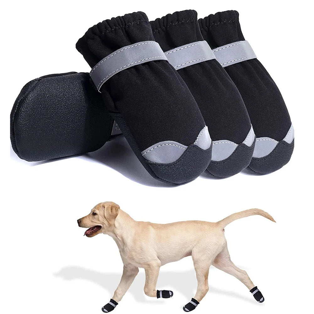 Waterproof Reflective Dog Boots with PVC Soles – Durable Outdoor Shoes for Small, Medium, & Large Dogs
