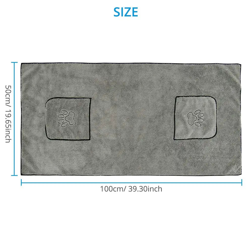 Microfiber Dog Towel with Hand Pockets